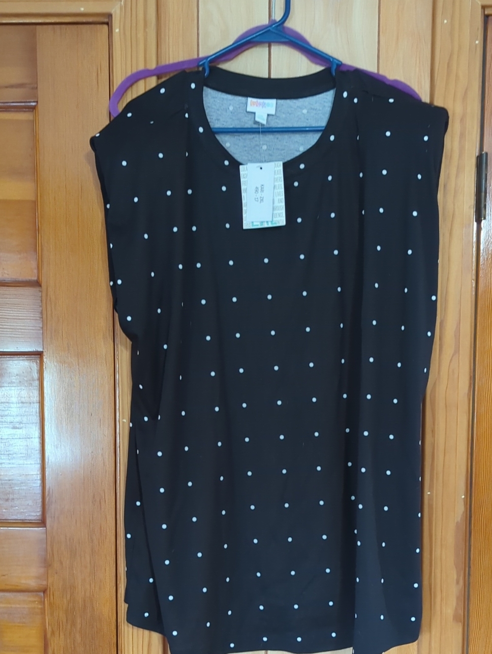 LuLaRoe Black with White Polka Dot Sleeveless Tunic